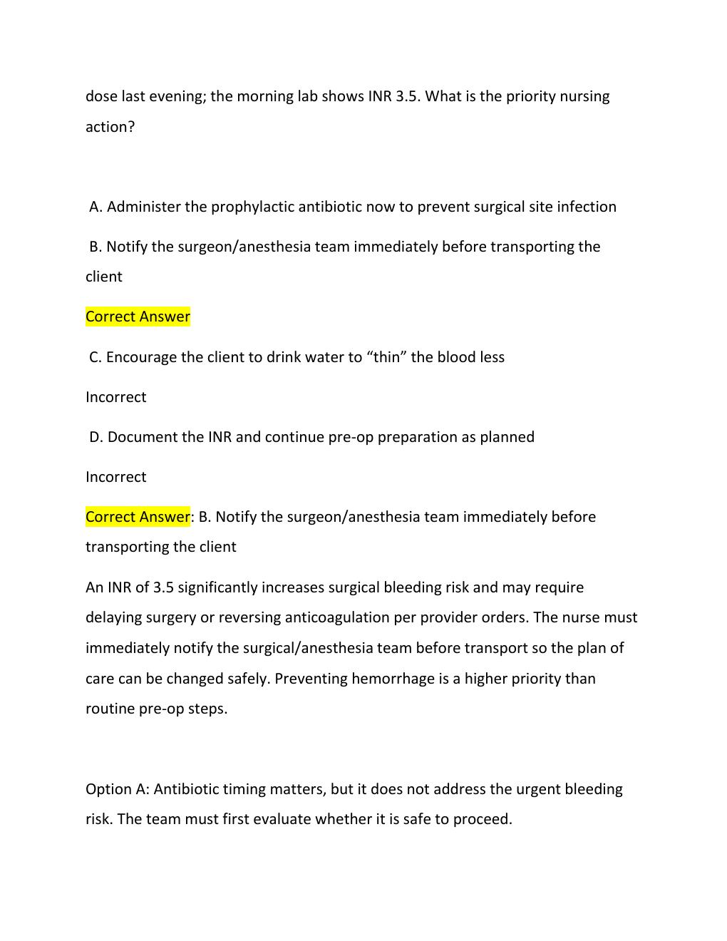 Preview page 6 of PERIOPERATIVE NURSING PREOPERATIVE PHASE EXAM 2026