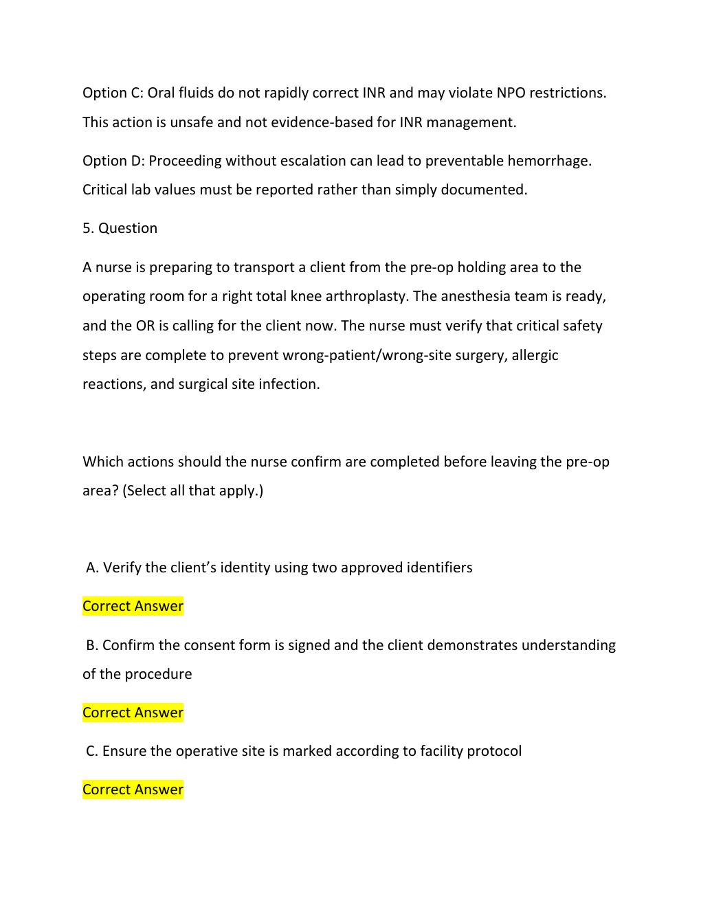 Preview page 7 of PERIOPERATIVE NURSING PREOPERATIVE PHASE EXAM 2026