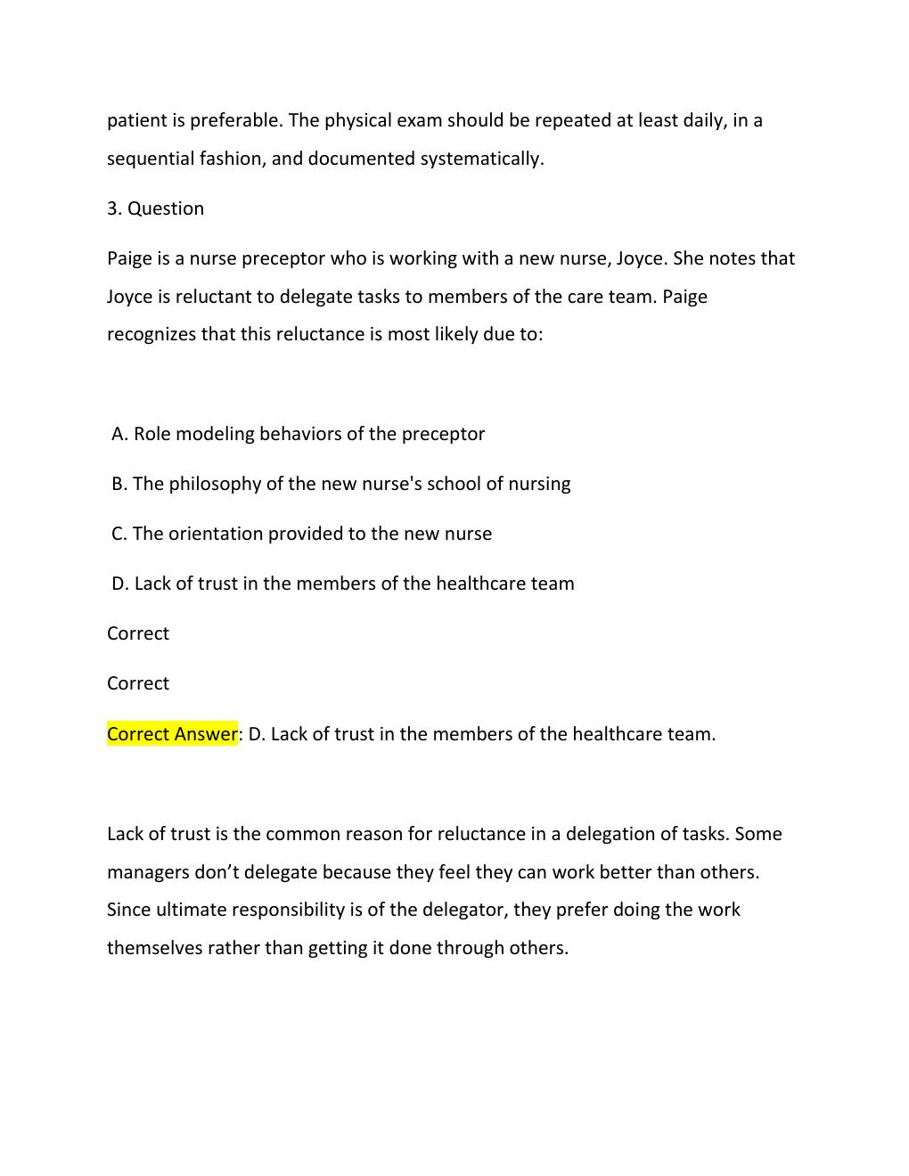 Preview page 4 of NURSING PRIORITIZATION, DELEGATION, ASSIGNMENT NCLEX-RN  EXAM 2026 NEW! 22