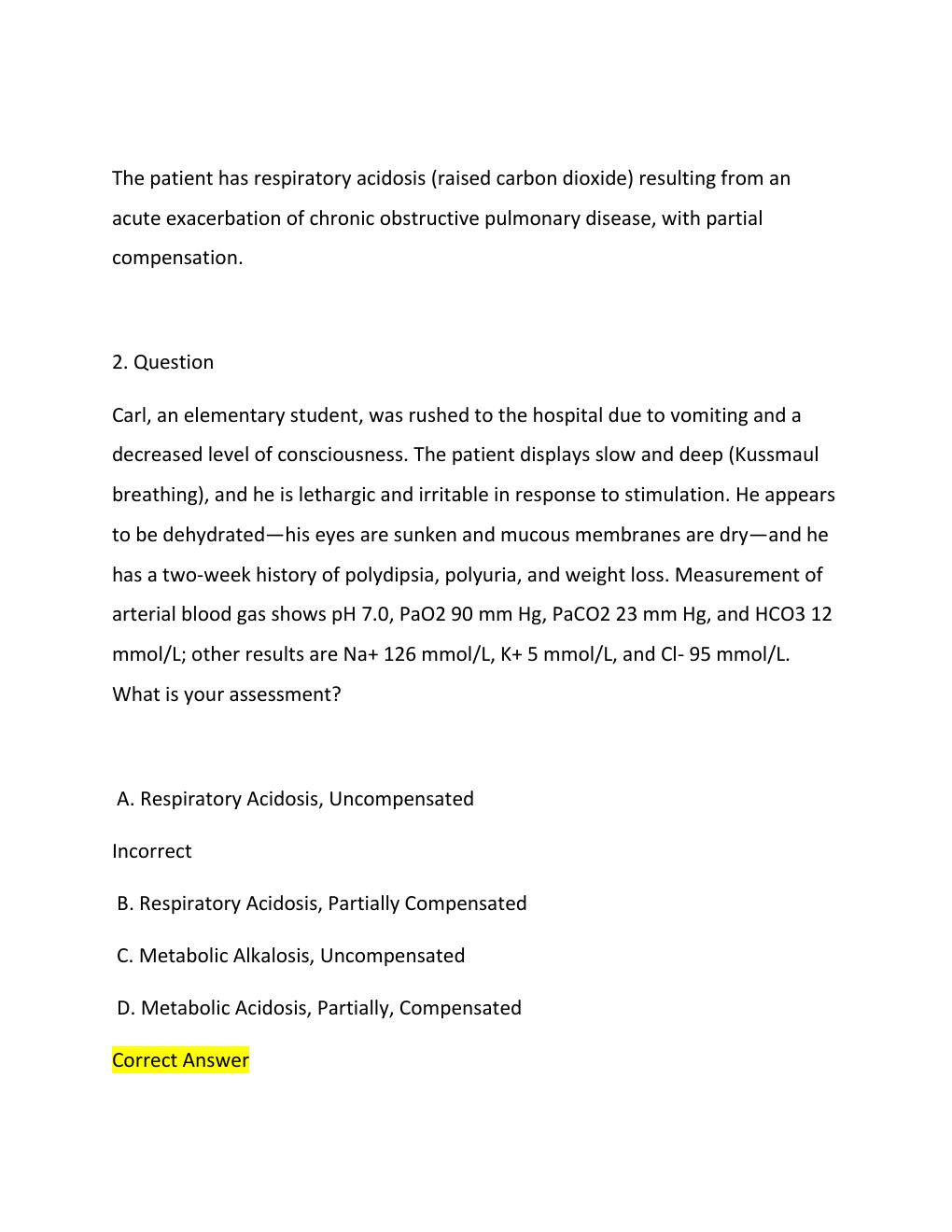 Preview page 2 of ARTERIAL BLOOD GAS INTERPRETATION  NURSING 2026  EXAM