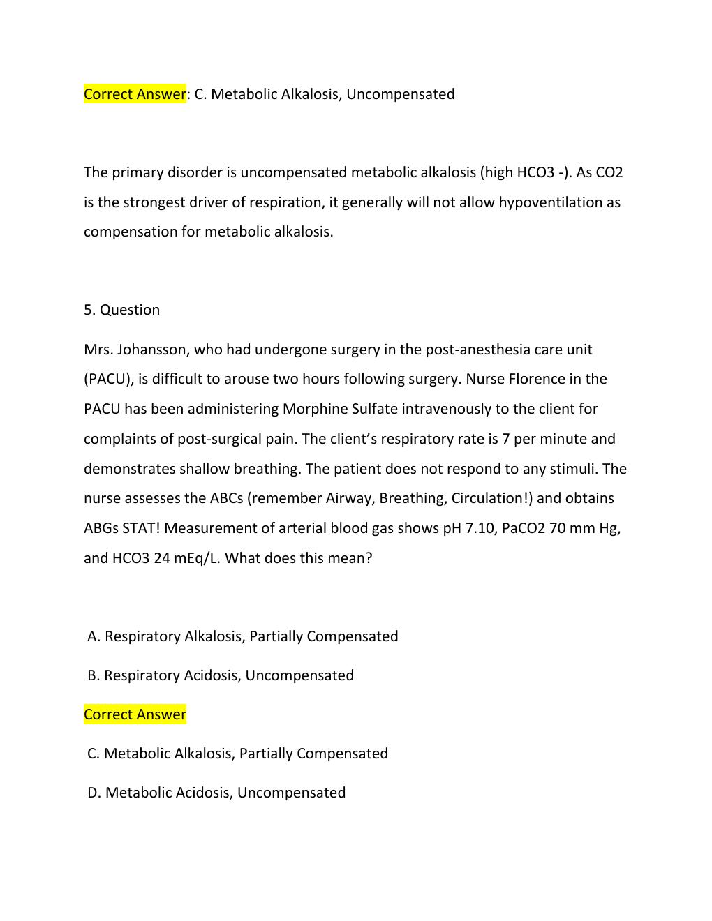 Preview page 5 of ARTERIAL BLOOD GAS INTERPRETATION  NURSING 2026  EXAM