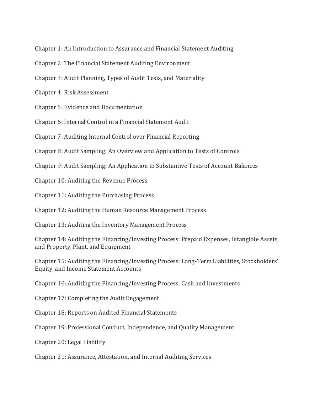 Preview page 2 of TEST BANK For Auditing & Assurance Services:  A Systematic Approach, 11th Edition By Messier Chapters 1 - 21 Complete