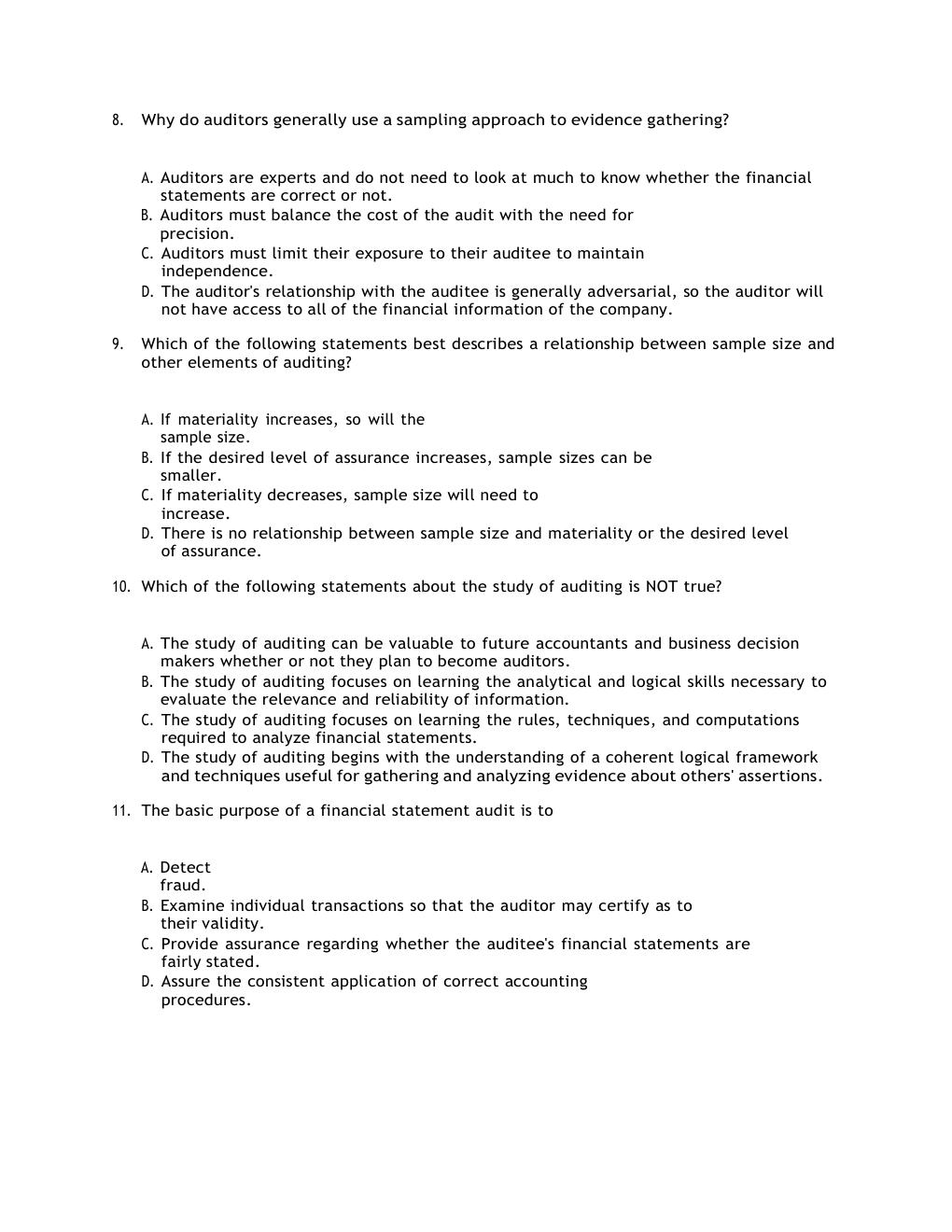 Preview page 4 of TEST BANK For Auditing & Assurance Services:  A Systematic Approach, 11th Edition By Messier Chapters 1 - 21 Complete
