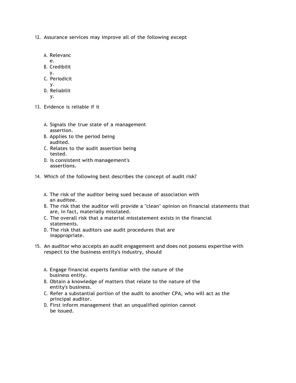 Preview page 5 of TEST BANK For Auditing & Assurance Services:  A Systematic Approach, 11th Edition By Messier Chapters 1 - 21 Complete