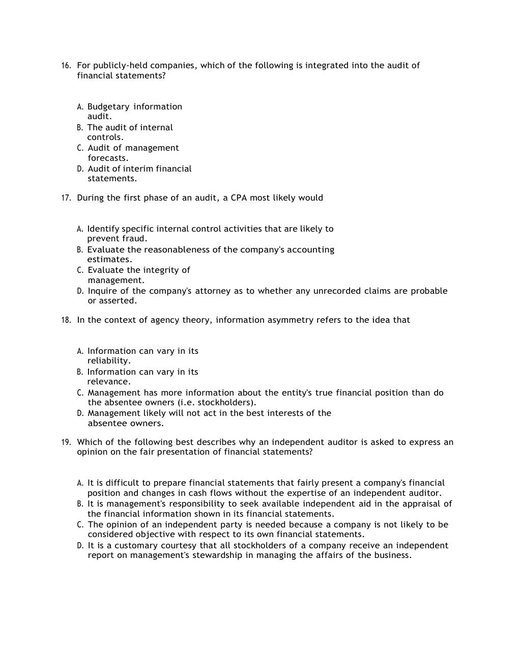 Preview page 6 of TEST BANK For Auditing & Assurance Services:  A Systematic Approach, 11th Edition By Messier Chapters 1 - 21 Complete