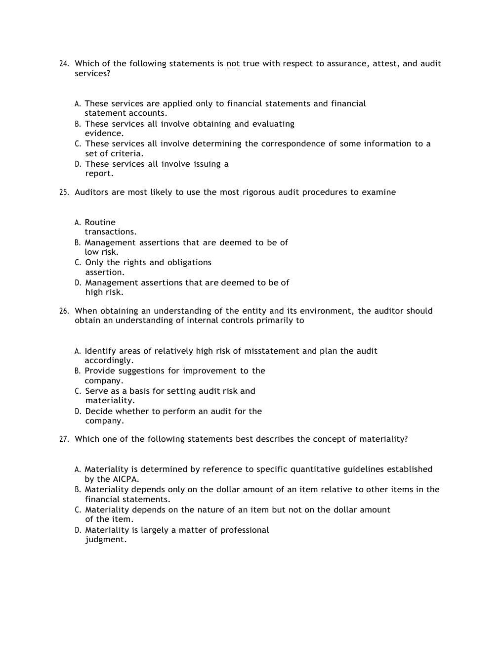 Preview page 8 of TEST BANK For Auditing & Assurance Services:  A Systematic Approach, 11th Edition By Messier Chapters 1 - 21 Complete