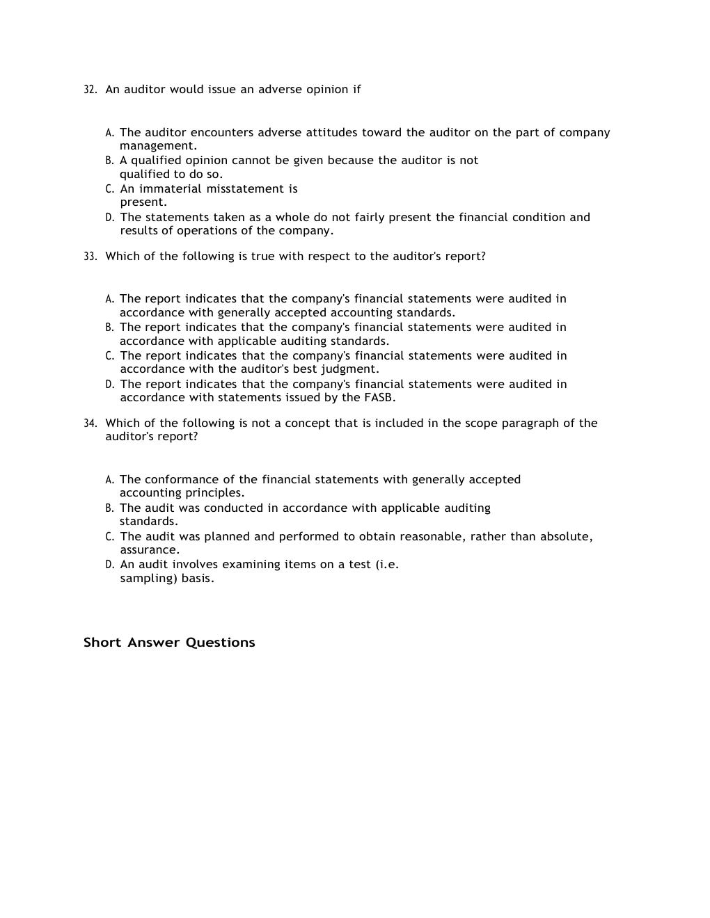 Preview page 10 of TEST BANK For Auditing & Assurance Services:  A Systematic Approach, 11th Edition By Messier Chapters 1 - 21 Complete