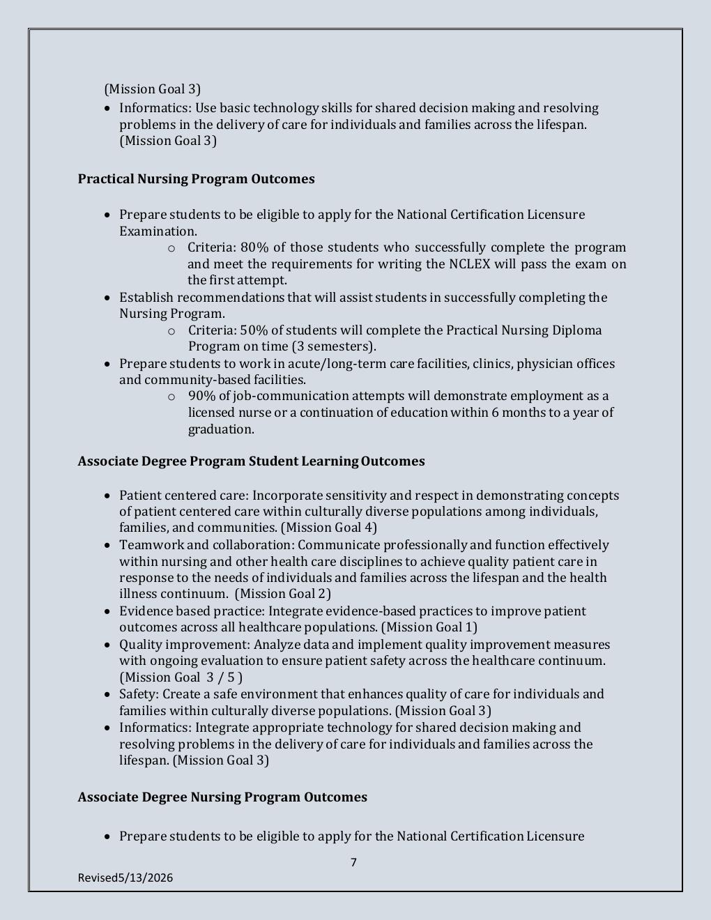 Preview page 7 of Piedmont Technical College    Nursing Student Handbook