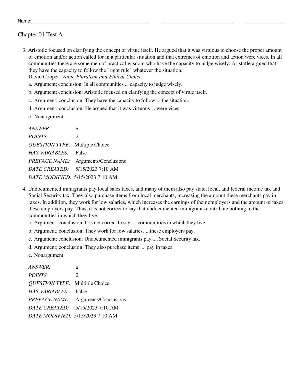 Preview page 2 of Test Bank: A Concise Introduction to Logic 14th Edition By Patrick J. Hurley