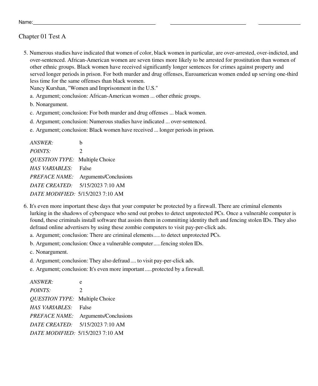 Preview page 3 of Test Bank: A Concise Introduction to Logic 14th Edition By Patrick J. Hurley