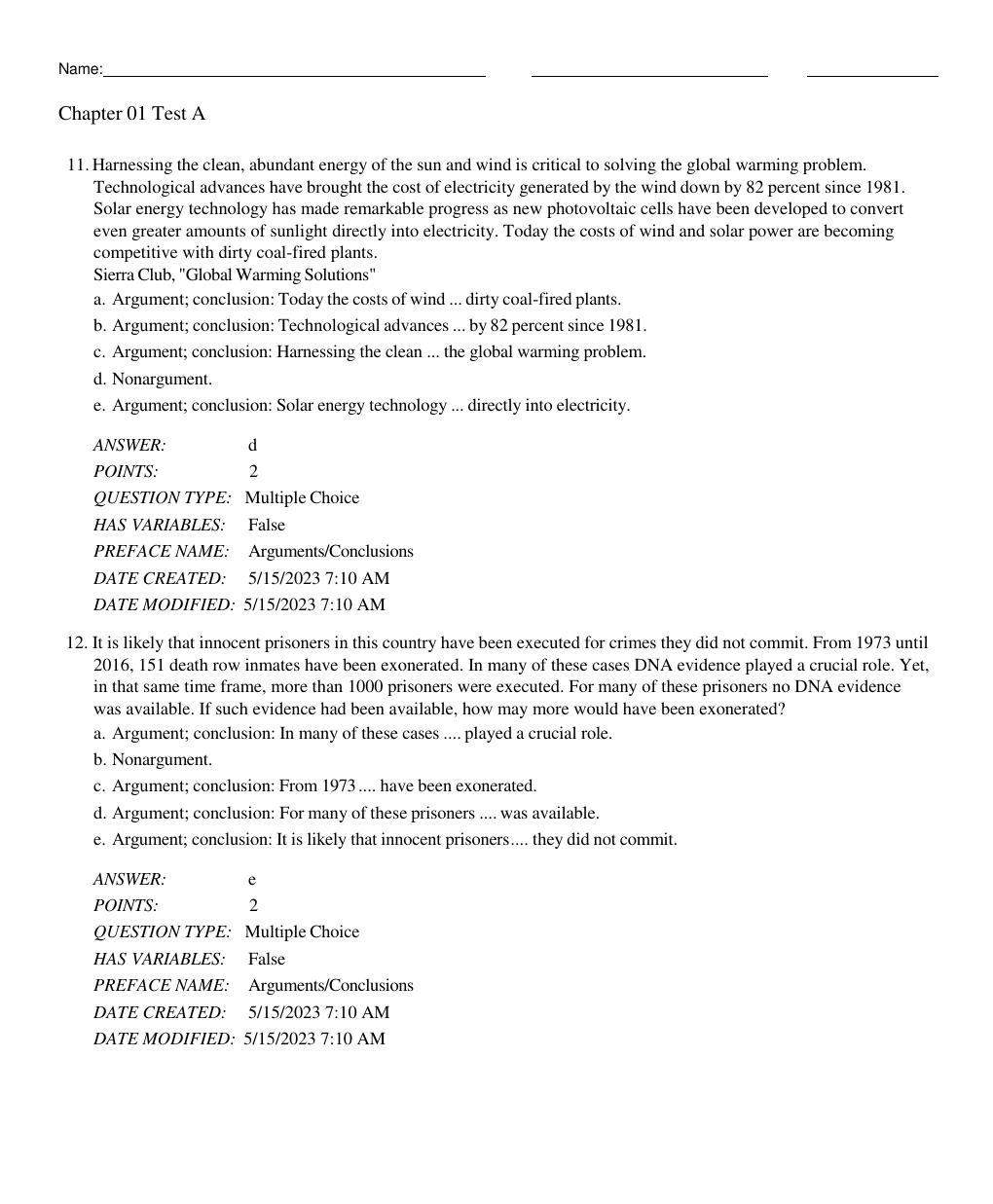 Preview page 6 of Test Bank: A Concise Introduction to Logic 14th Edition By Patrick J. Hurley