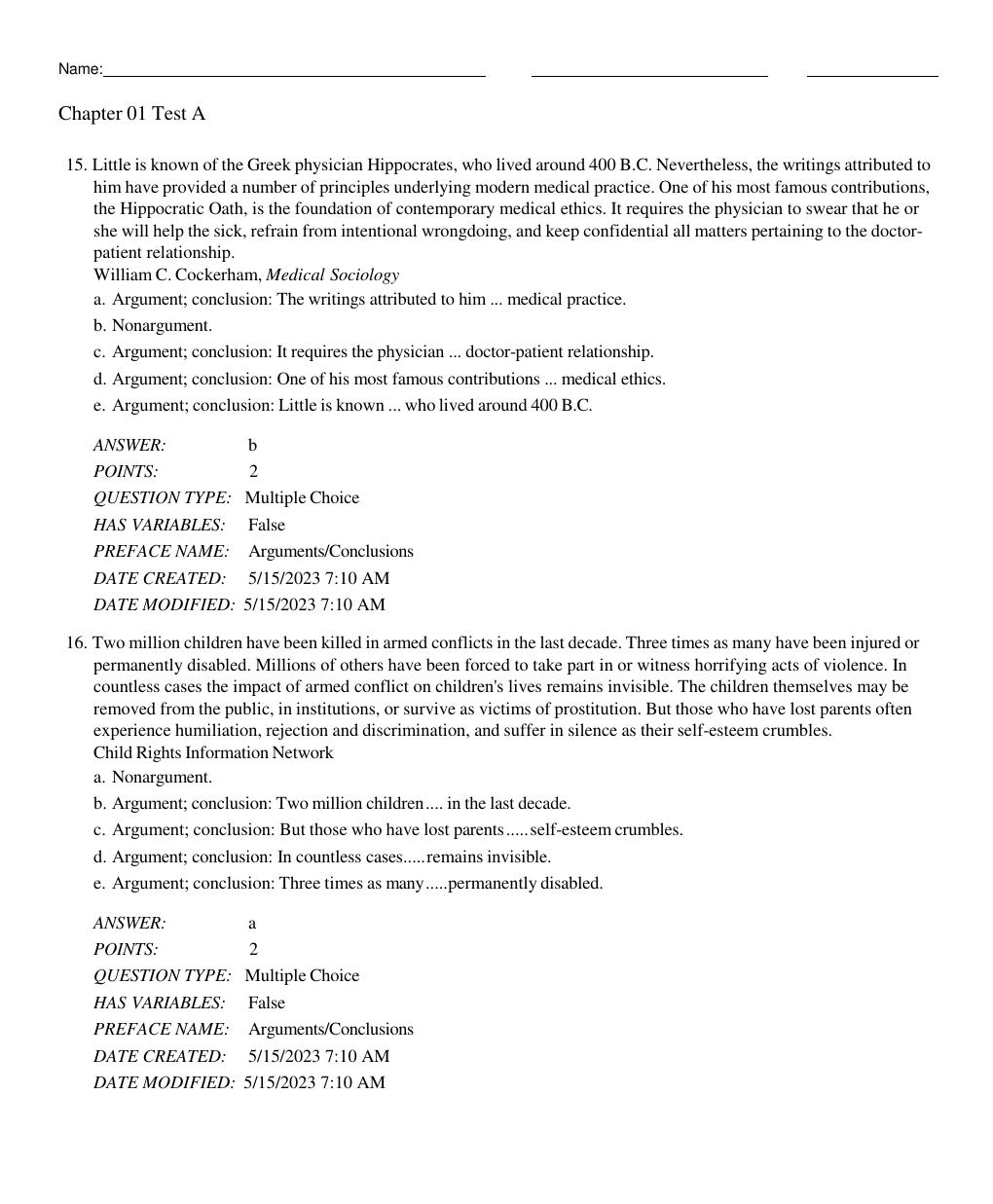Preview page 8 of Test Bank: A Concise Introduction to Logic 14th Edition By Patrick J. Hurley
