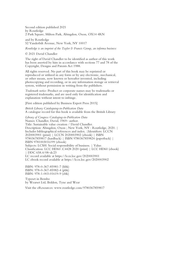 Preview page 5 of Sustainable Value Creation 2nd Edition By Chandler, David
