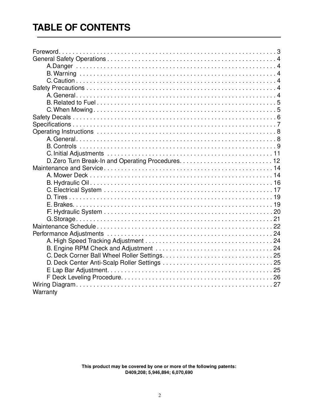 Preview page 2 of Cub Cadet - Hydrostatic Zero-Turn Riding Mower - 23Hp 53AB5BBP7502 50" Stamped Deck - Operator & Service Manual