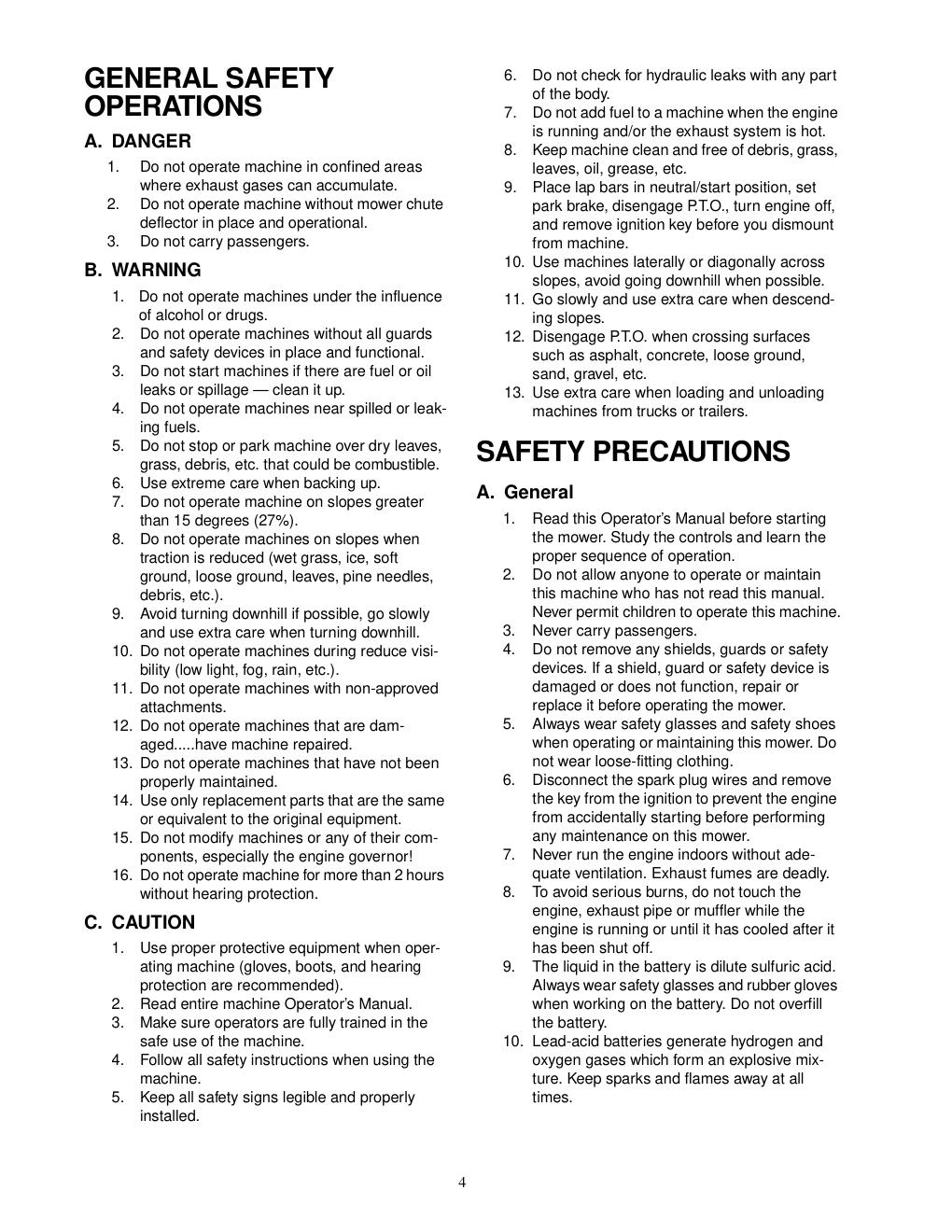 Preview page 4 of Cub Cadet - Hydrostatic Zero-Turn Riding Mower - 23Hp 53AB5BBP7502 50" Stamped Deck - Operator & Service Manual