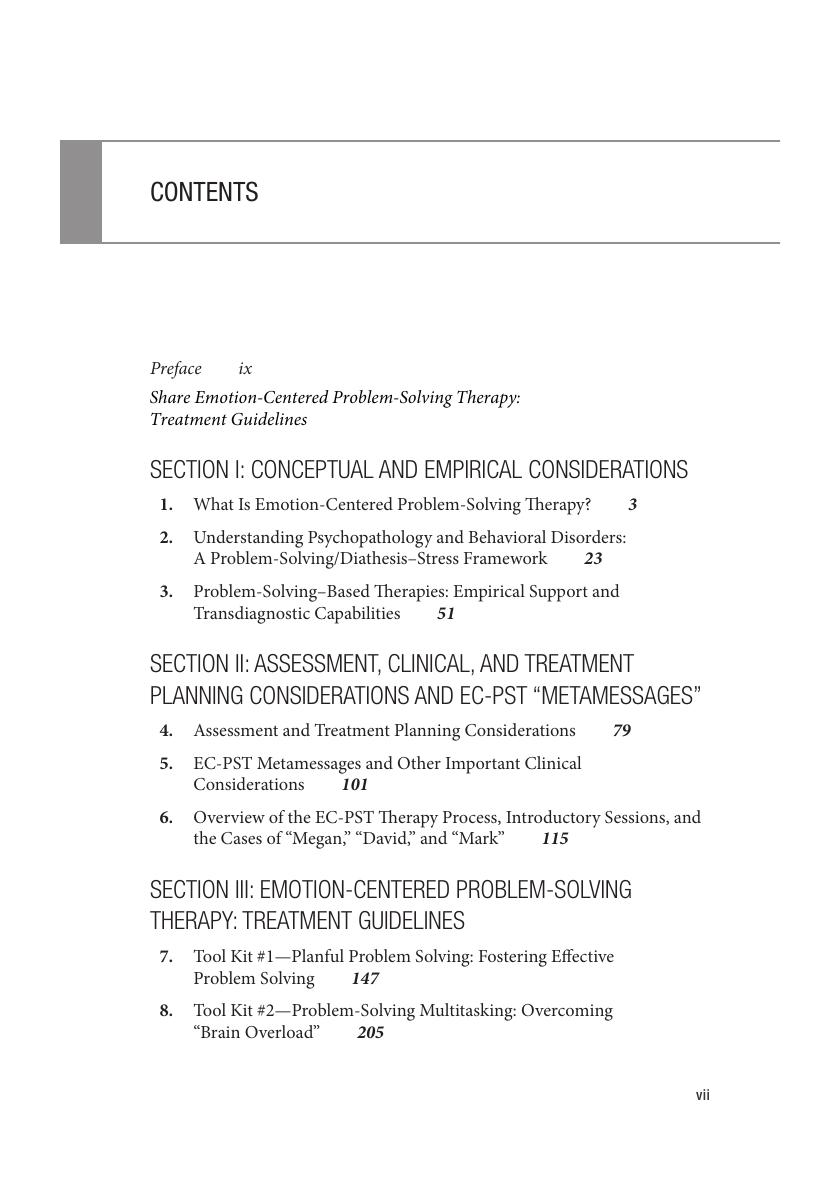 Preview page 7 of Emotion Centered Problem Solving Therapy with Treatment 1st Edition By Arthur Nezu, Christine Maguth Nezu ISBN: 97808261