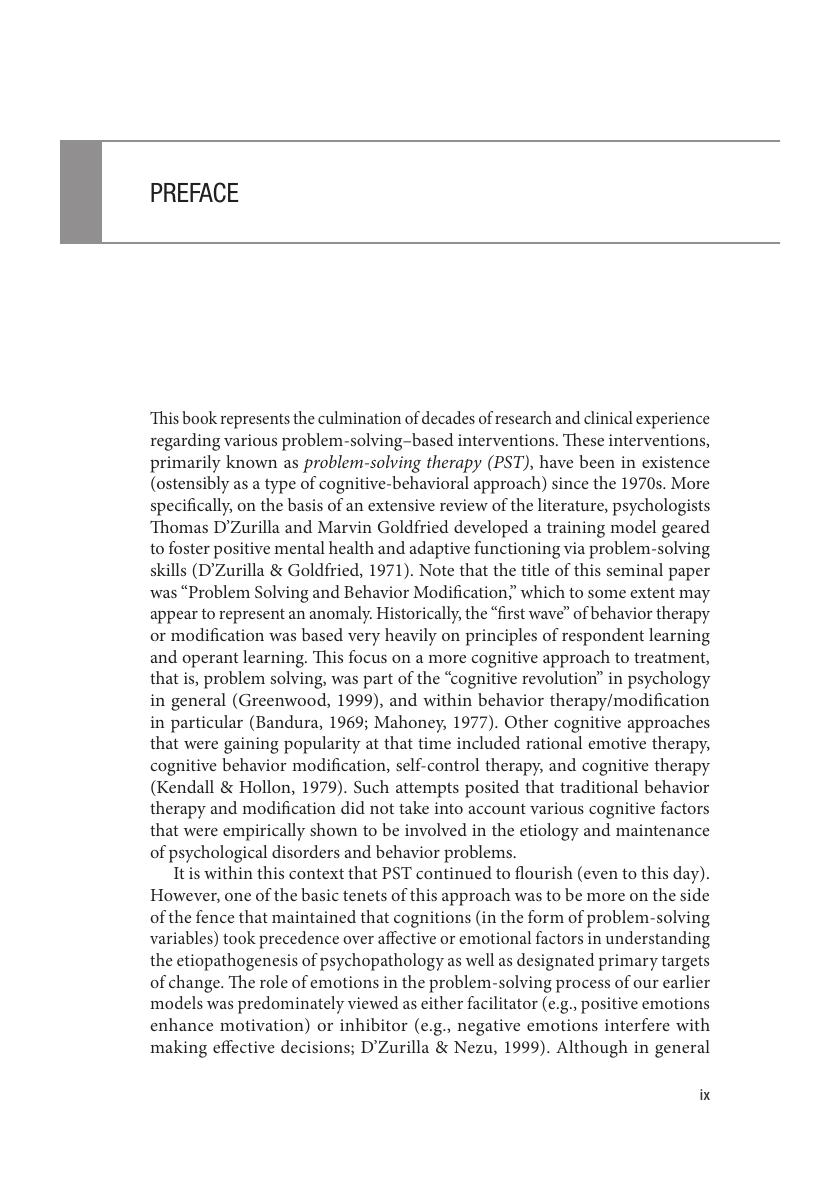 Preview page 9 of Emotion Centered Problem Solving Therapy with Treatment 1st Edition By Arthur Nezu, Christine Maguth Nezu ISBN: 97808261