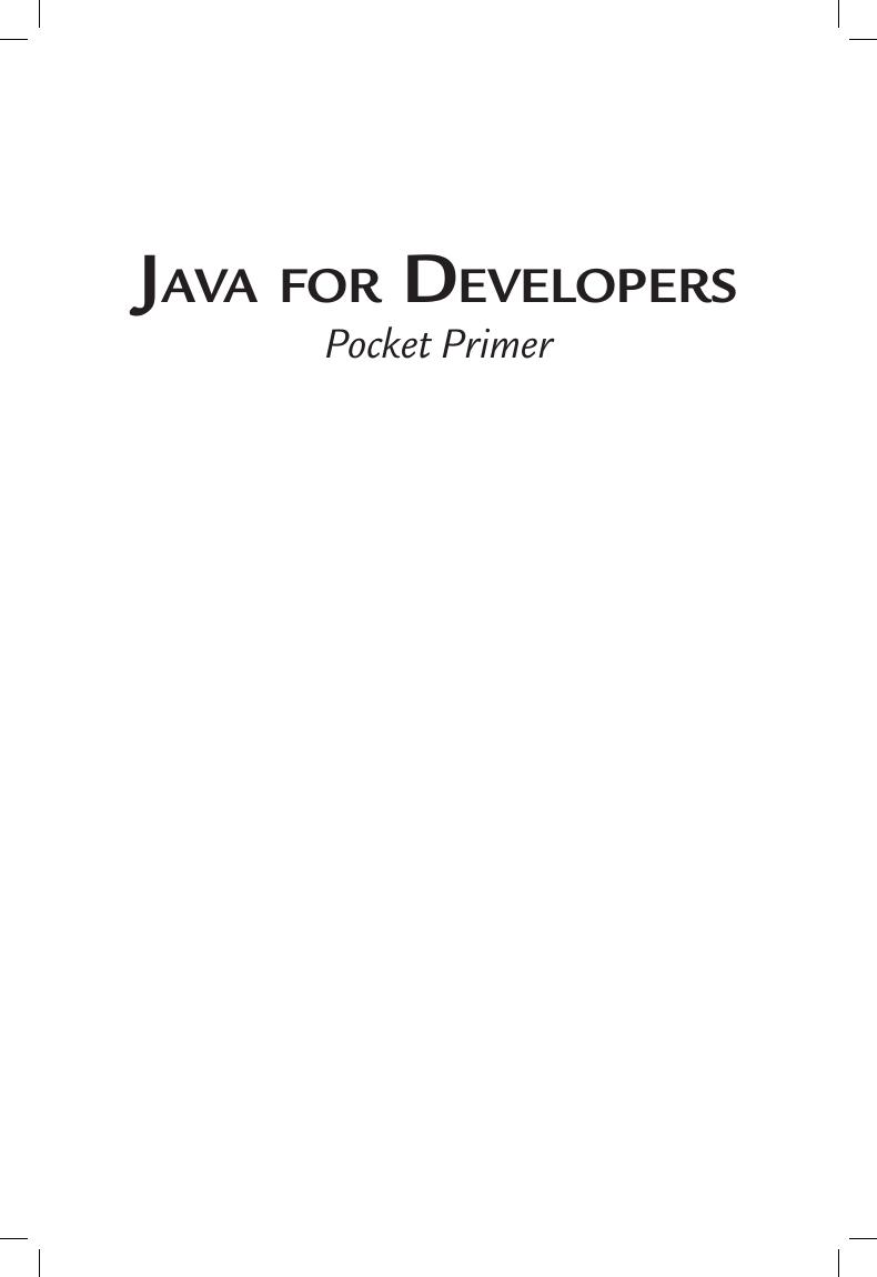 Preview page 2 of Java for Developers Pocket Primer By Oswald Campesato ISBN: 978-1683925484