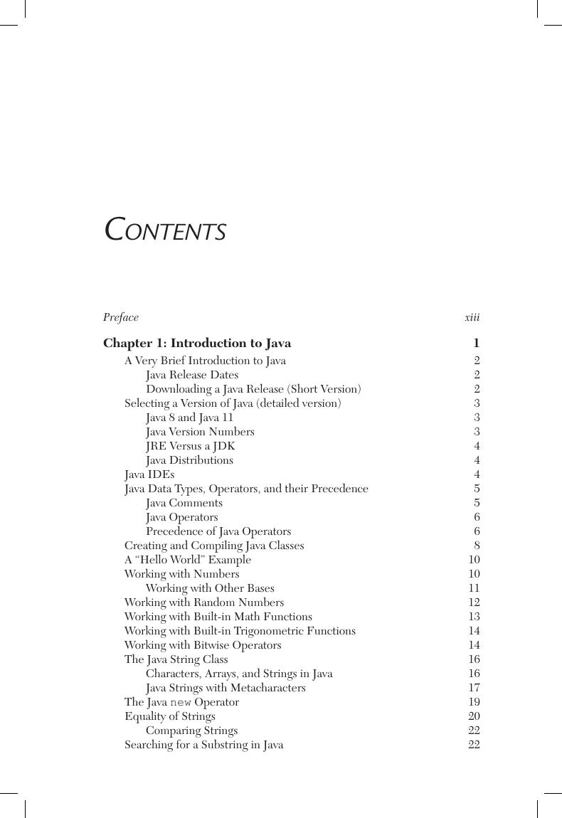 Preview page 8 of Java for Developers Pocket Primer By Oswald Campesato ISBN: 978-1683925484