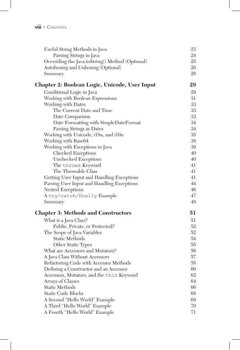 Preview page 9 of Java for Developers Pocket Primer By Oswald Campesato ISBN: 978-1683925484