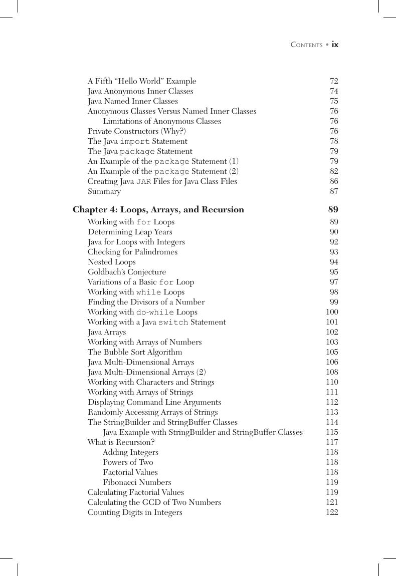Preview page 10 of Java for Developers Pocket Primer By Oswald Campesato ISBN: 978-1683925484