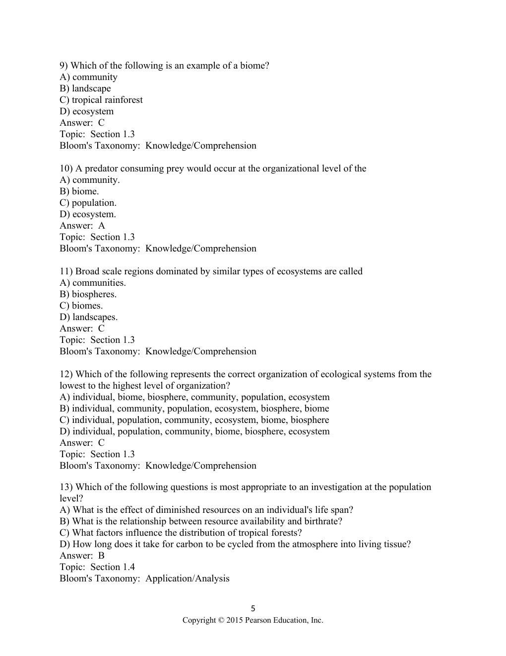 Preview page 5 of Test Bank For Elements of Ecology 9th Edition by Thomas Smith, Robert Smith