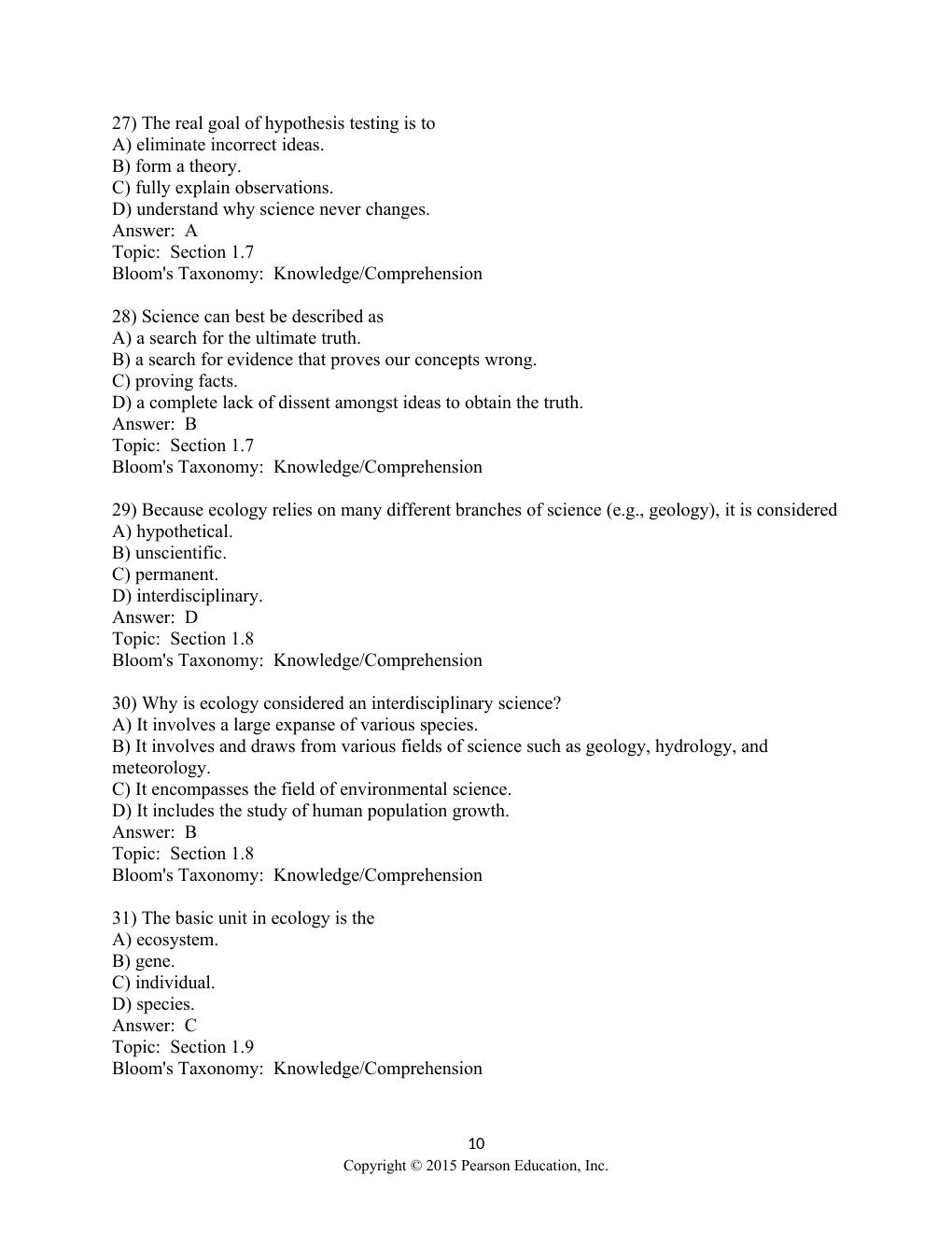 Preview page 10 of Test Bank For Elements of Ecology 9th Edition by Thomas Smith, Robert Smith