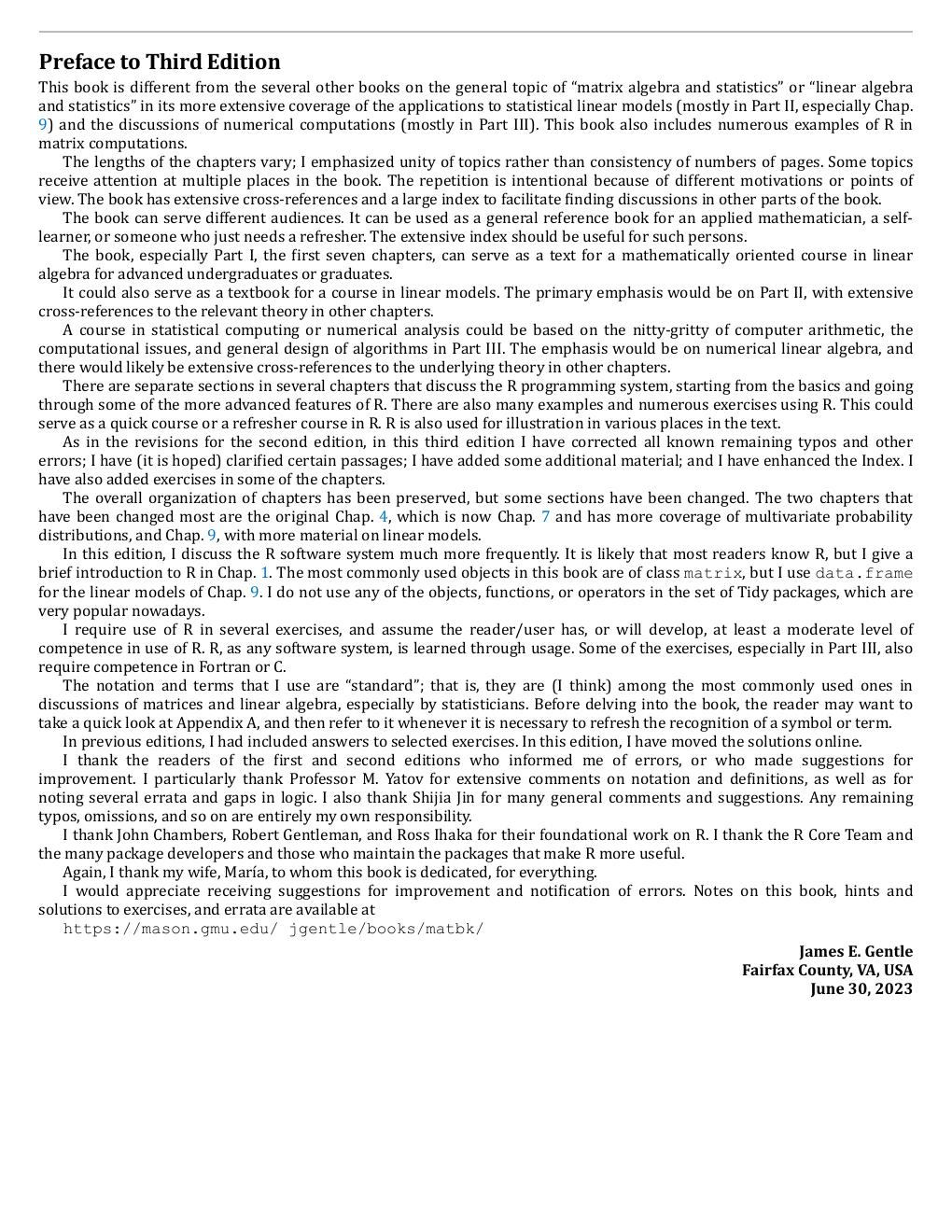 Preview page 5 of Matrix Algebra Theory Computations and Applications in Statistics 3rd Edition By James E. Gentle eBook PDF