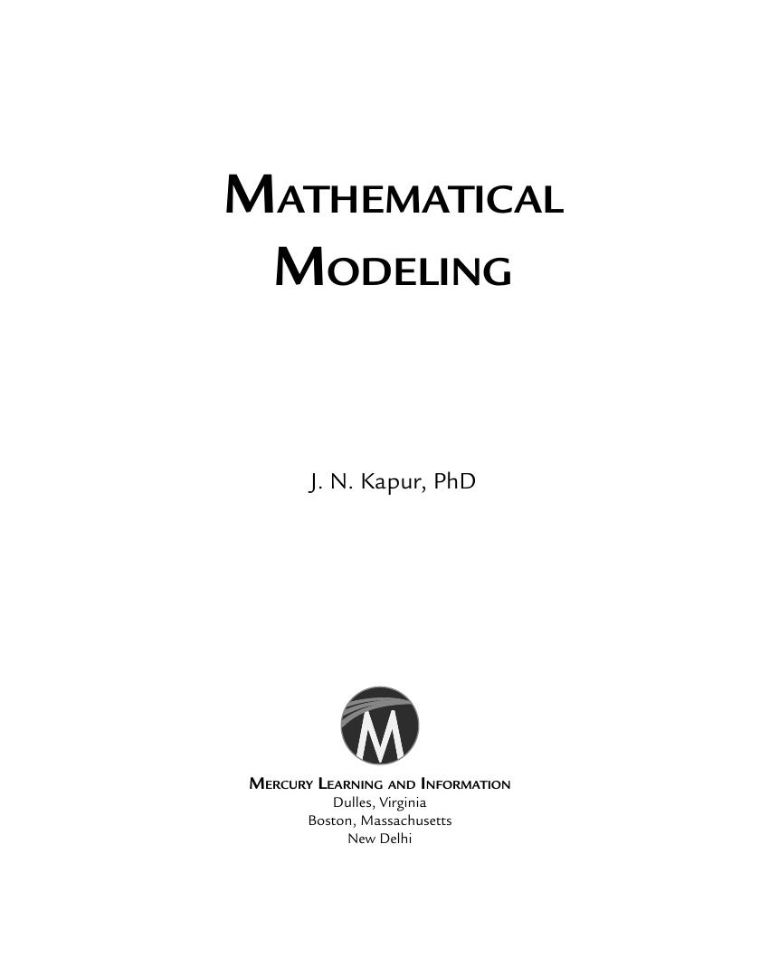 Preview page 5 of Mathematical Modeling 1st Edition By J.N. Kapur 978-1683928744