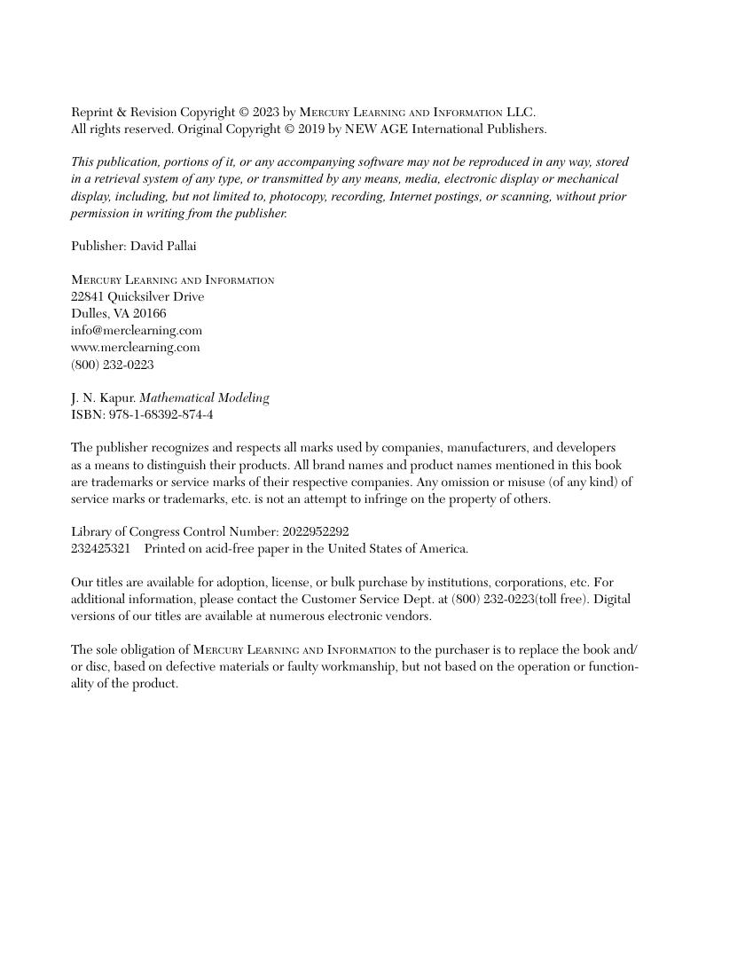 Preview page 6 of Mathematical Modeling 1st Edition By J.N. Kapur 978-1683928744