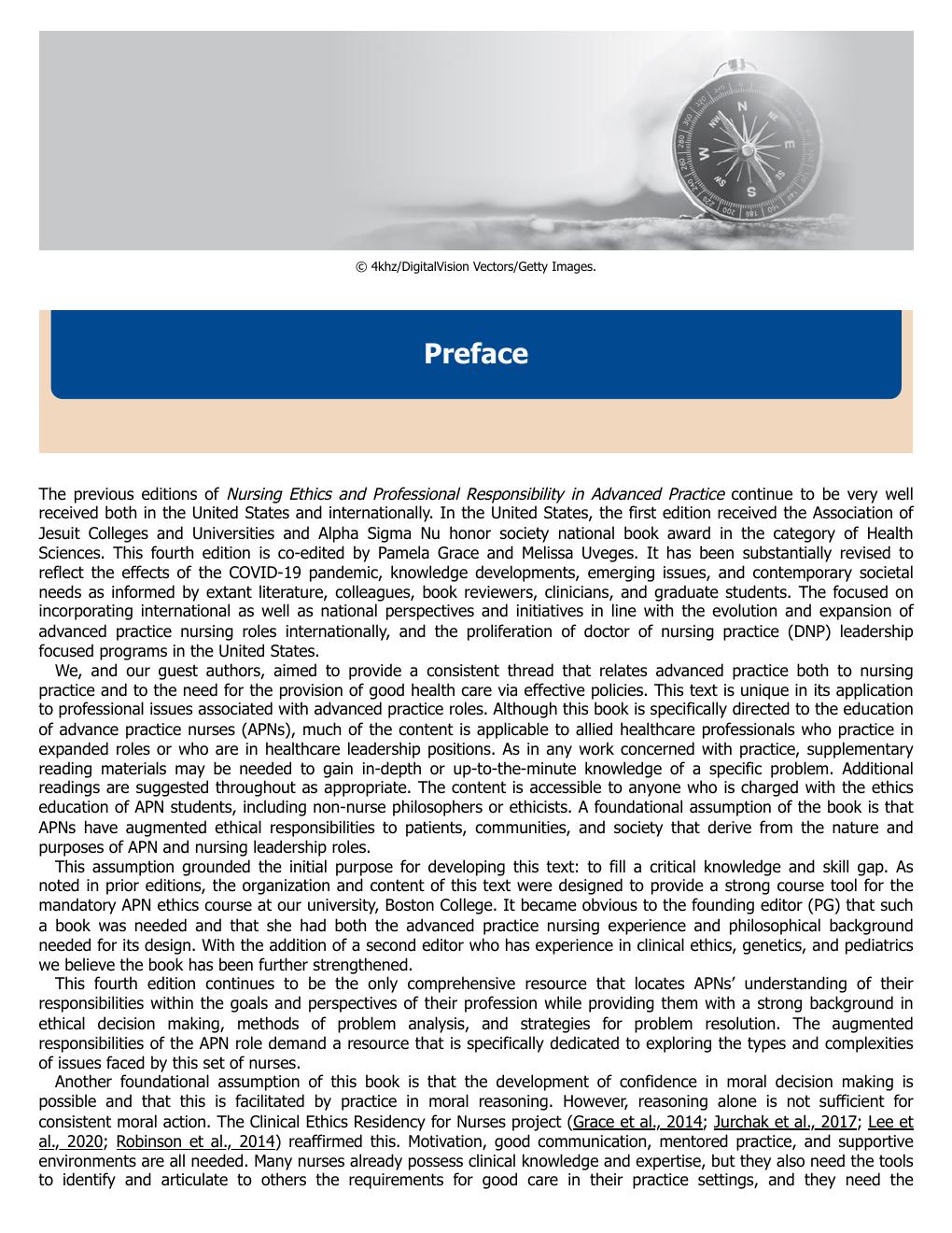Preview page 10 of Nursing Ethics and Professional Responsibility in Advanced Practice 4th Edition By Pamila Grace, Melissa Uveges ISBN: 97