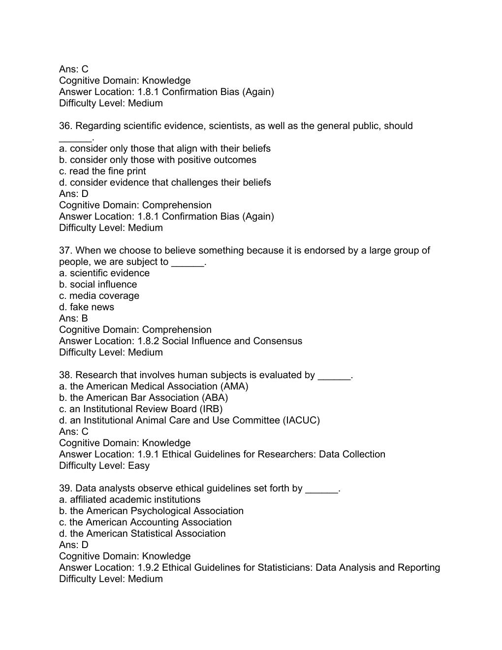 Preview page 9 of Test Bank For Applied Statistics I: Basic Bivariate Techniques 3rd Edition by Rebecca M. Warner All Chapters 1-18