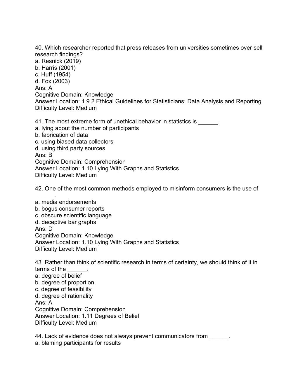 Preview page 10 of Test Bank For Applied Statistics I: Basic Bivariate Techniques 3rd Edition by Rebecca M. Warner All Chapters 1-18