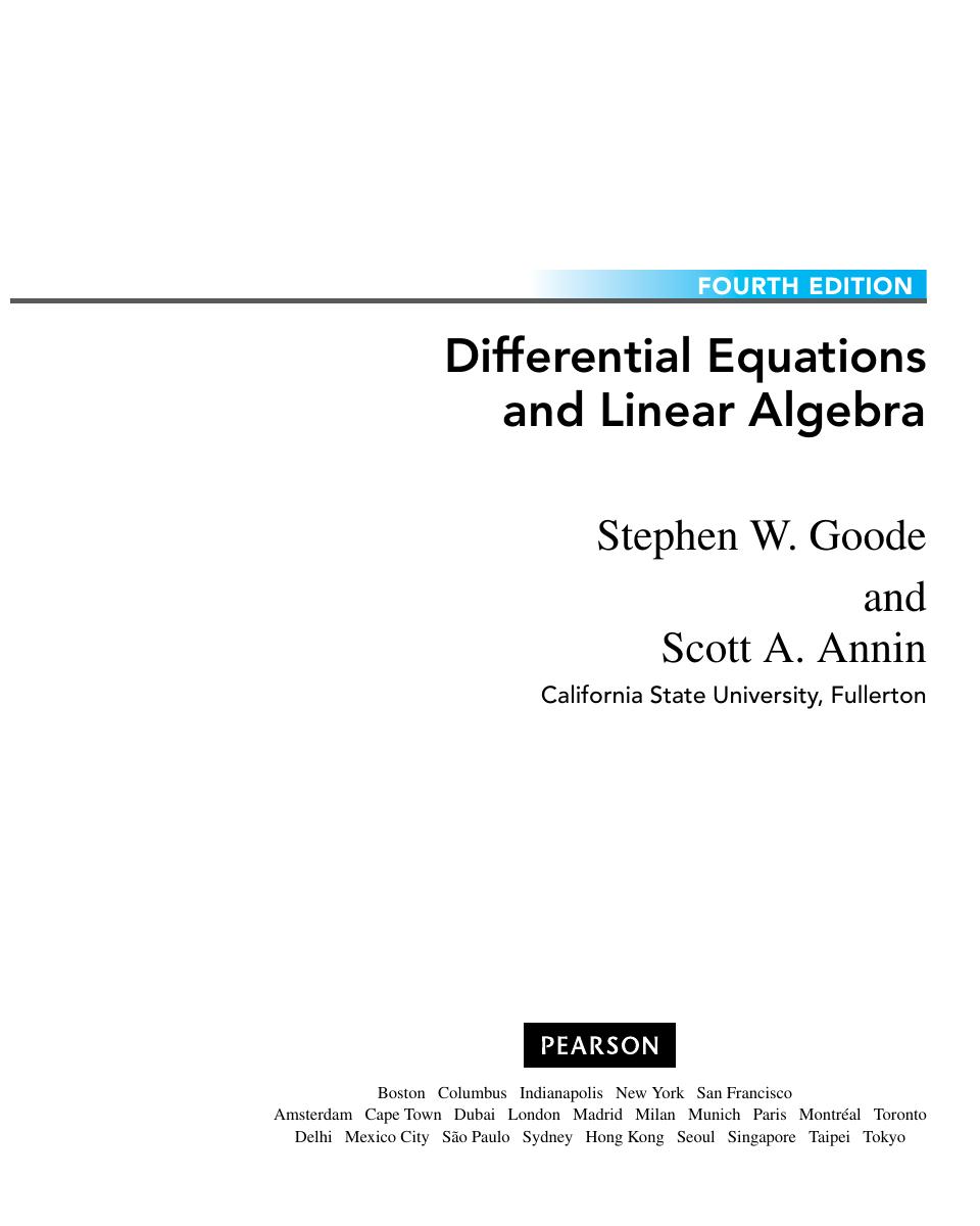 Preview page 2 of eBook  Differential Equations and Linear Algebra 4th Edition By Stephen Goode , Scott Annin