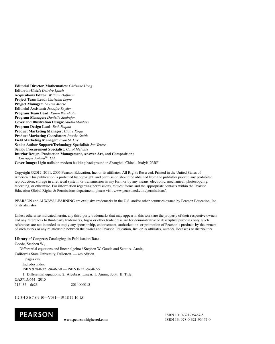 Preview page 3 of eBook  Differential Equations and Linear Algebra 4th Edition By Stephen Goode , Scott Annin