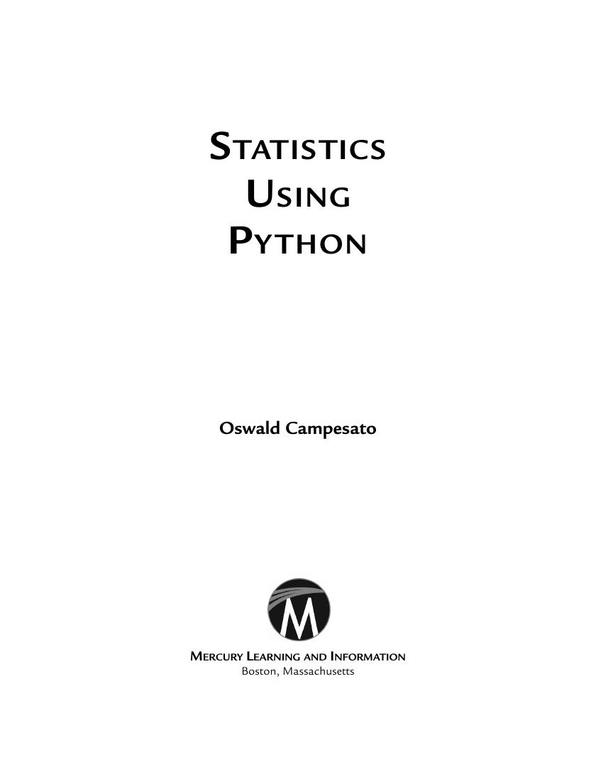 Preview page 4 of Statistics Using Python 1st Edition By Oswald Campesato ISBN: 9781683928805