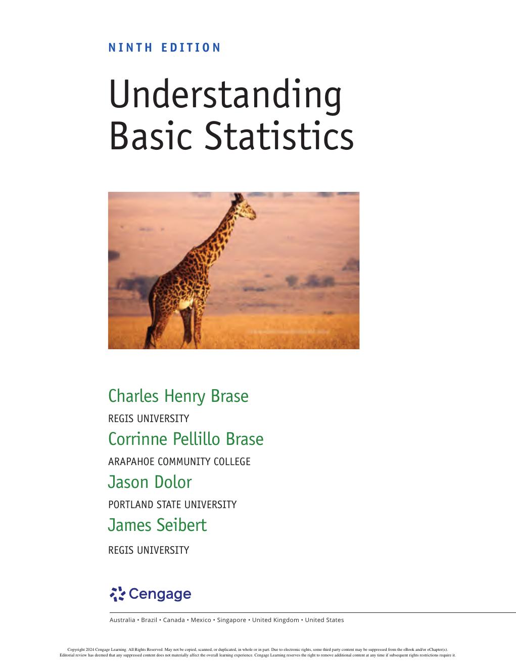 Preview page 2 of Understanding Basic Statistics 9th Edition By Charles Henry Brase, Corrinne Pellillo Brase, Jason Dolor, James Seibert I