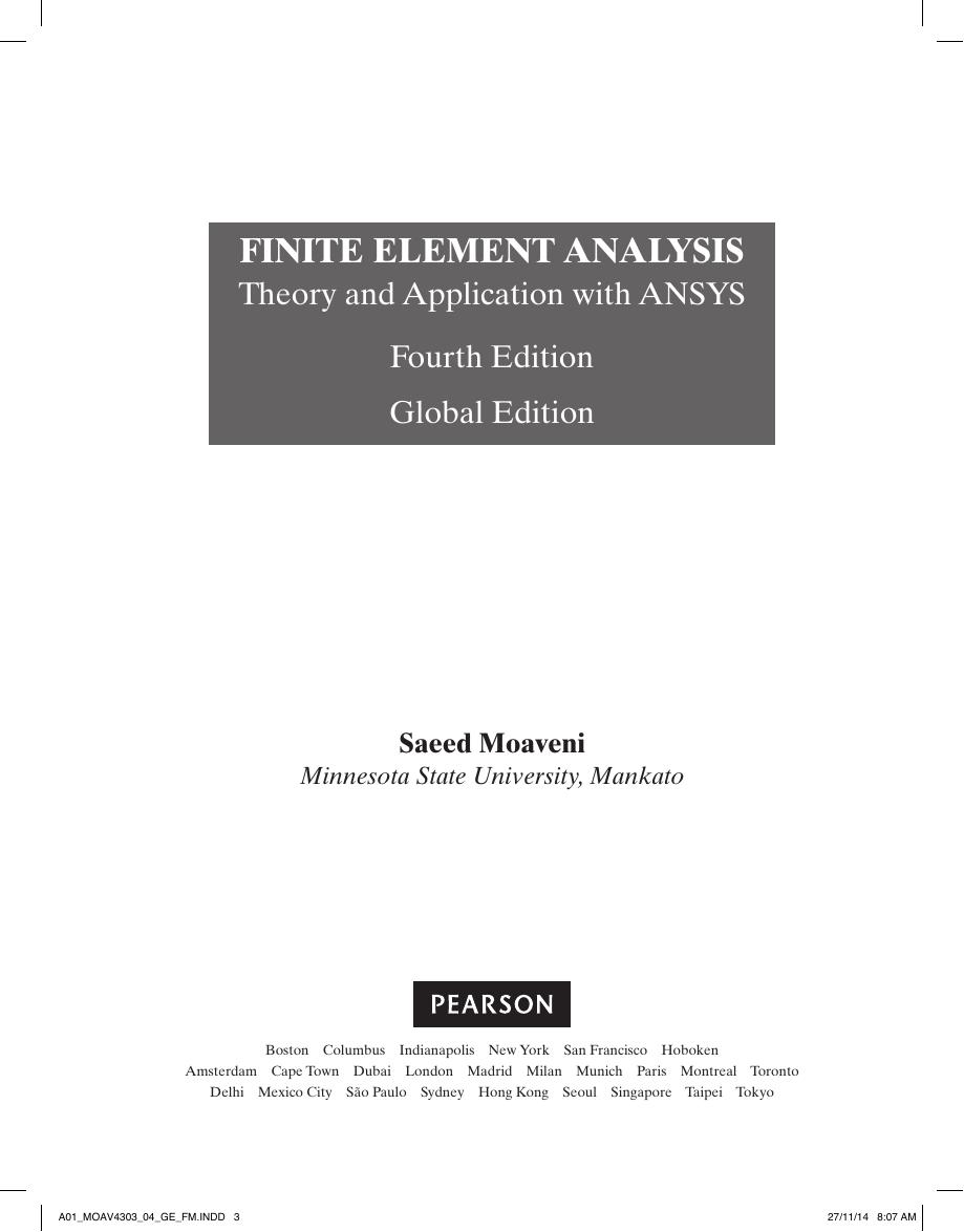 Preview page 4 of Finite Element Analysis Theory and Application with ANSYS, Global 4th Edition By  Saeed Moaveni