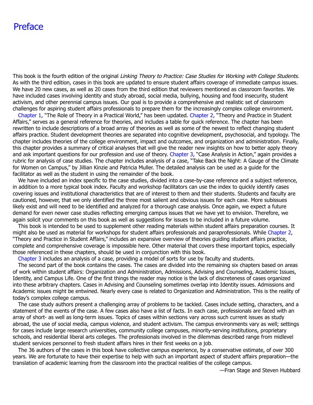Preview page 10 of Linking Theory to Practice 4th Edition By Frances Stage, Steven Hubbard