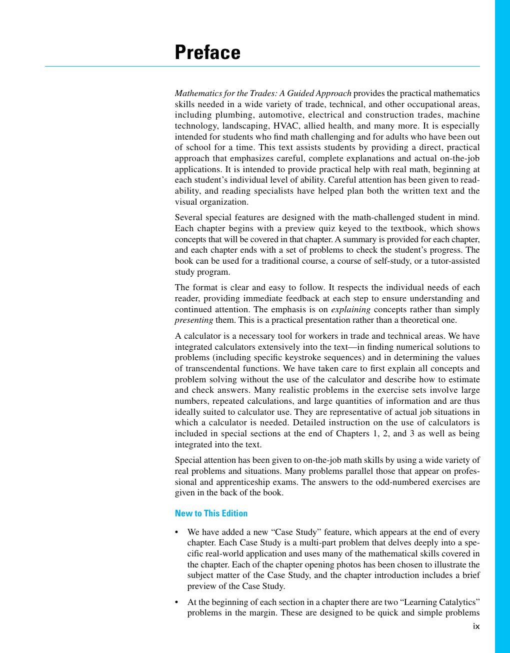 Preview page 10 of Mathematics for the Trades A Guided Approach 11th Edition By Hal Saunders