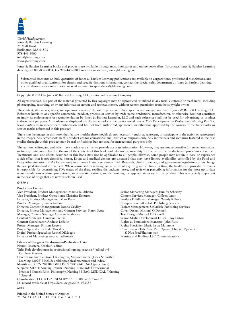 Preview page 7 of Role Development in Professional Nursing Practice 6th Edition By Kathleen Masters