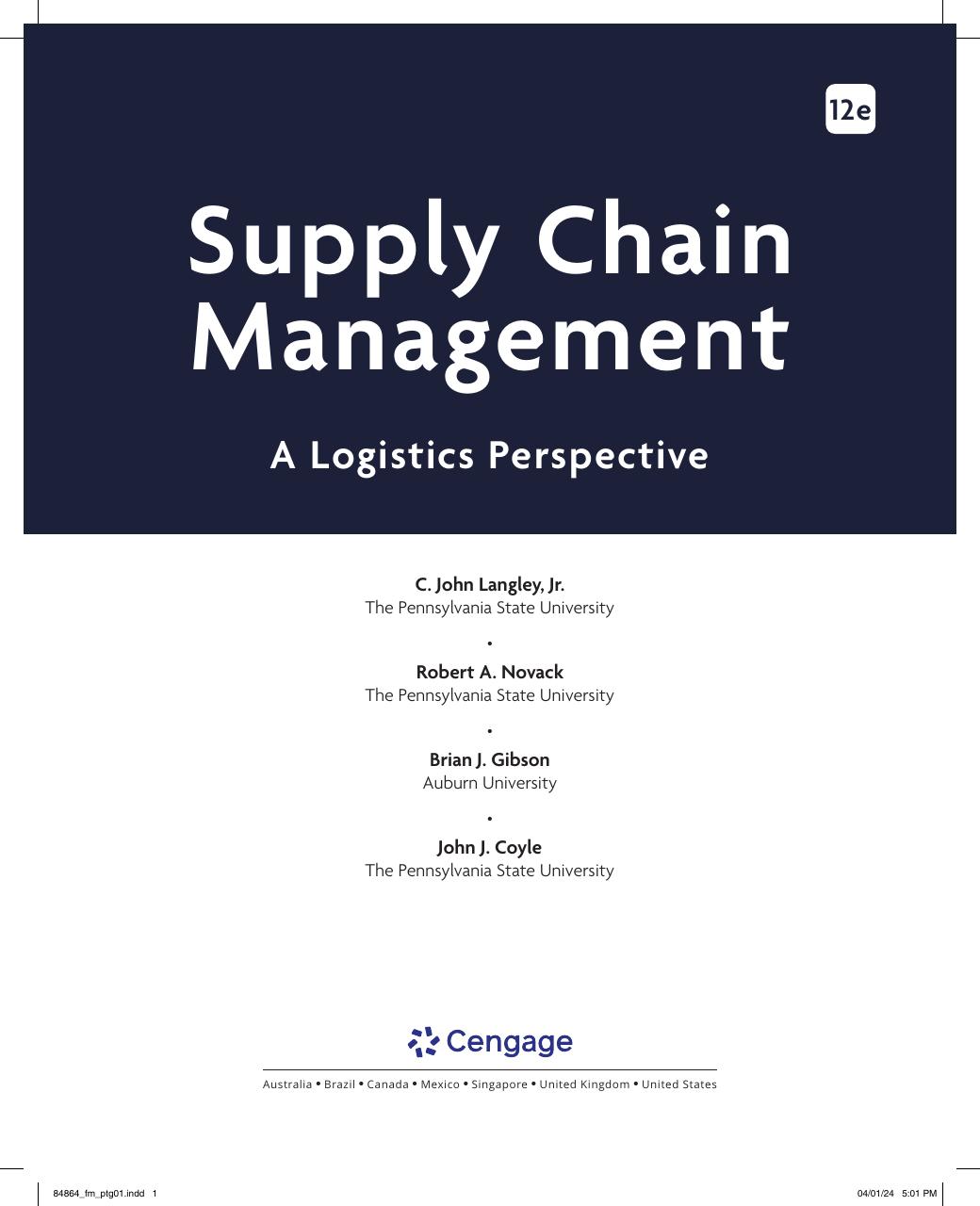 Preview page 2 of Supply Chain Management A Logistics Perspective 12th Edition By John Langley, Robert Novack