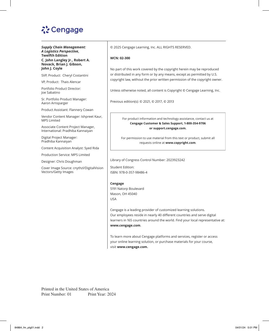 Preview page 3 of Supply Chain Management A Logistics Perspective 12th Edition By John Langley, Robert Novack