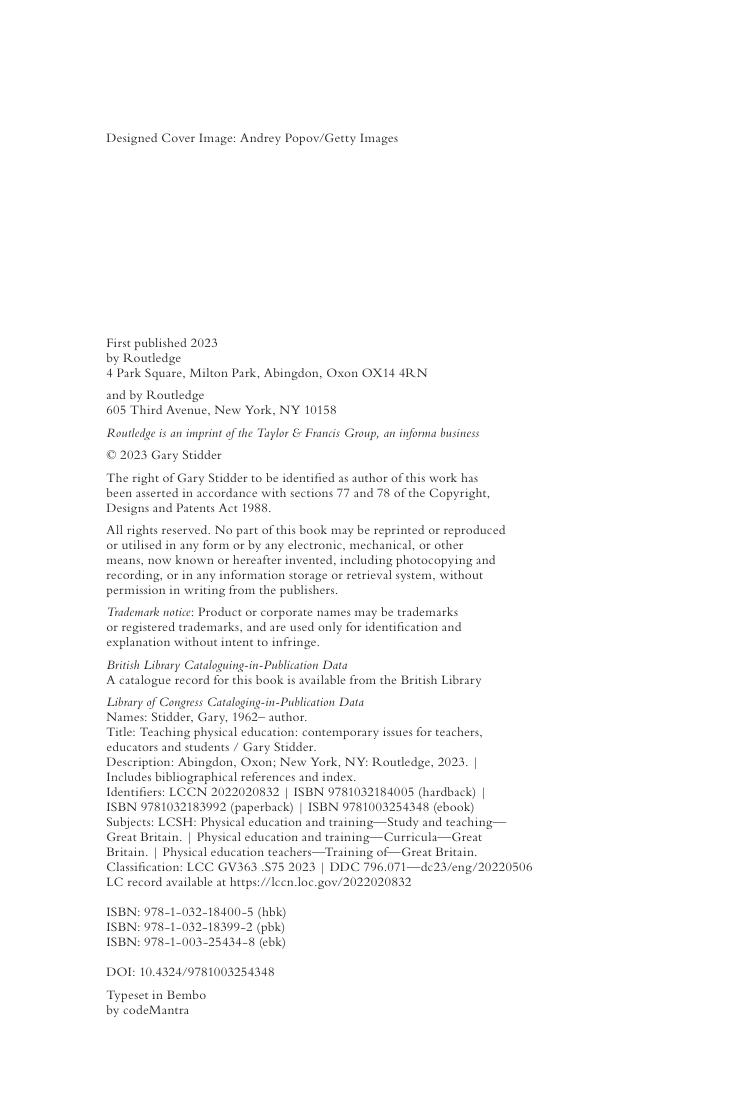 Preview page 5 of Teaching Physical Education Contemporary Issues for Teachers, Educators and Students 1st Eition By  Gary Stidder
