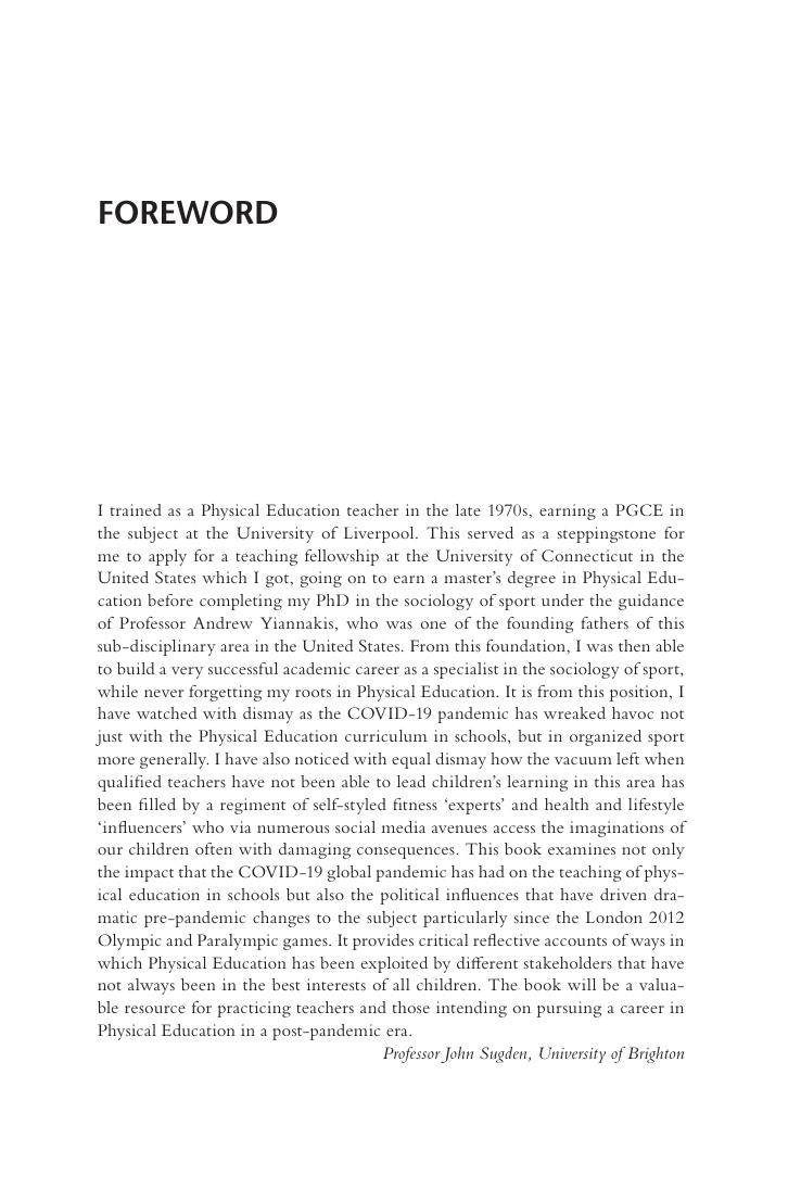 Preview page 10 of Teaching Physical Education Contemporary Issues for Teachers, Educators and Students 1st Eition By  Gary Stidder