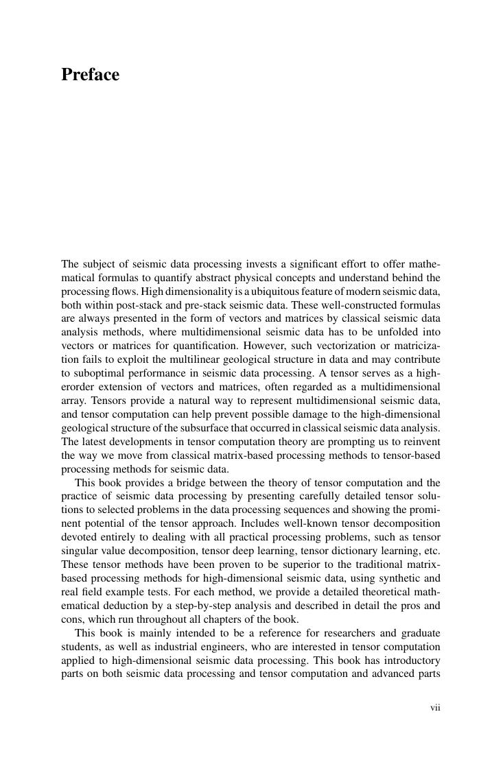Preview page 7 of Tensor Computation for Seismic Data Processing By Feng Qian; Shengli Pan; Gulan Zhang