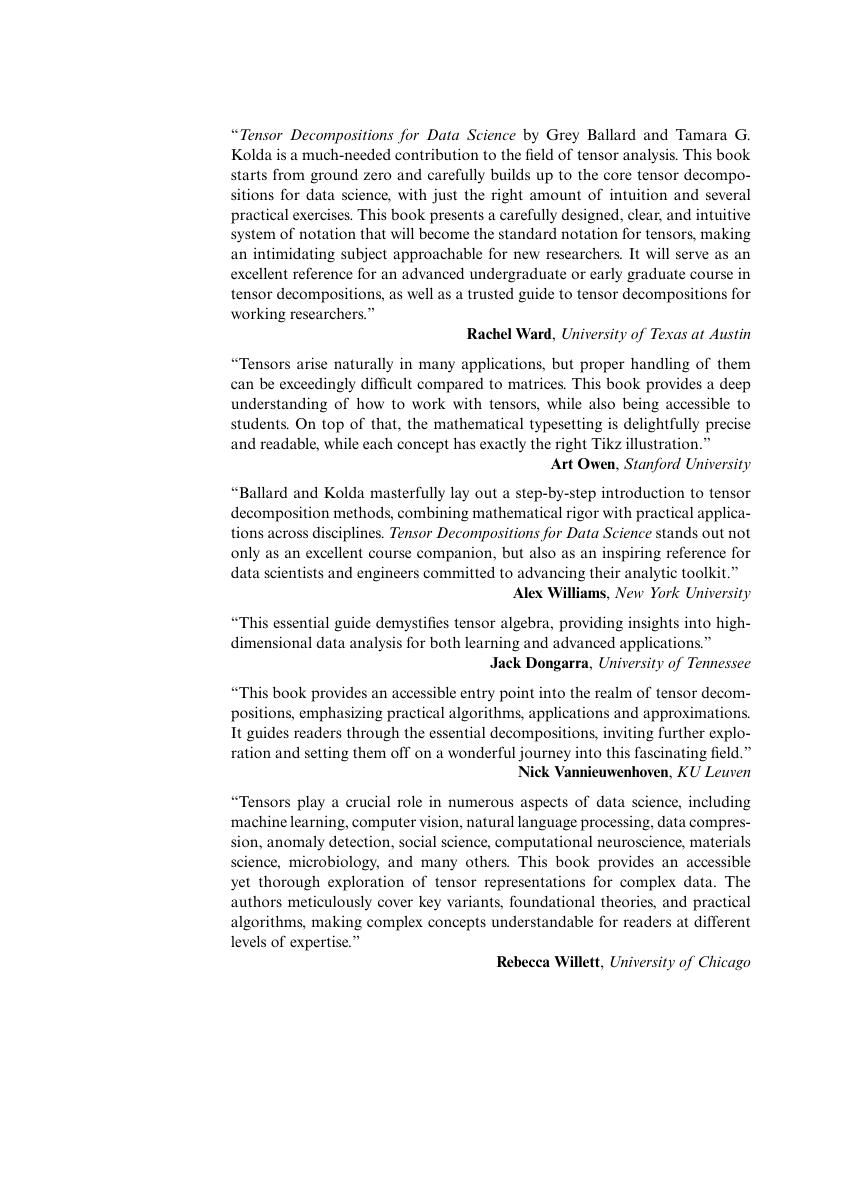 Preview page 3 of Tensor Decompositions for Data Science 1st Edition By Grey Ballard; Tamara G. Kolda