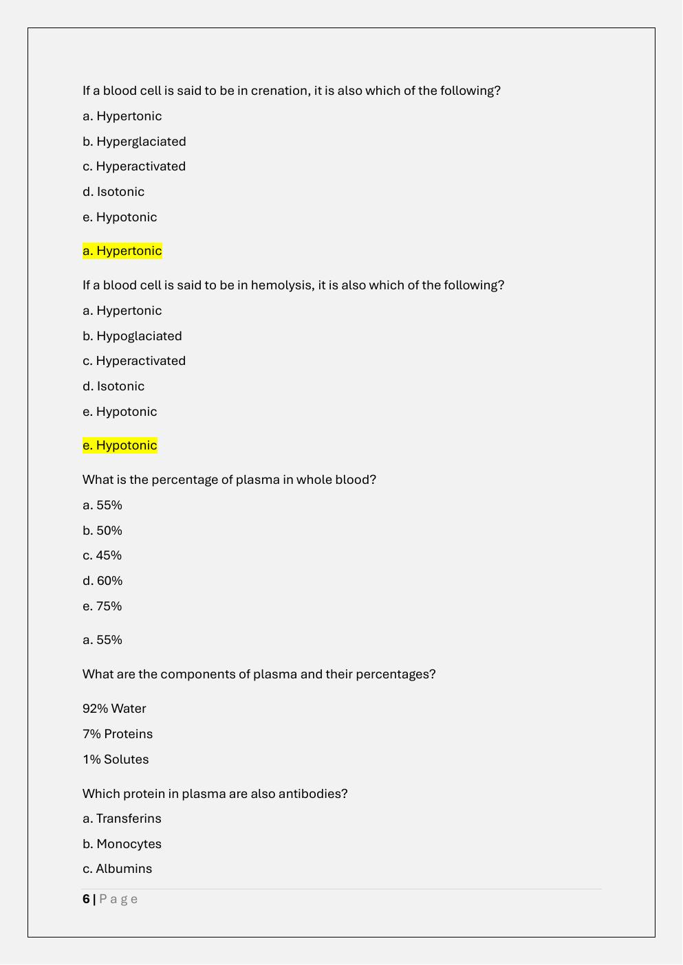 Preview page 6 of PHYS 261 PHYSIOLOGY MIDTERM EXAM