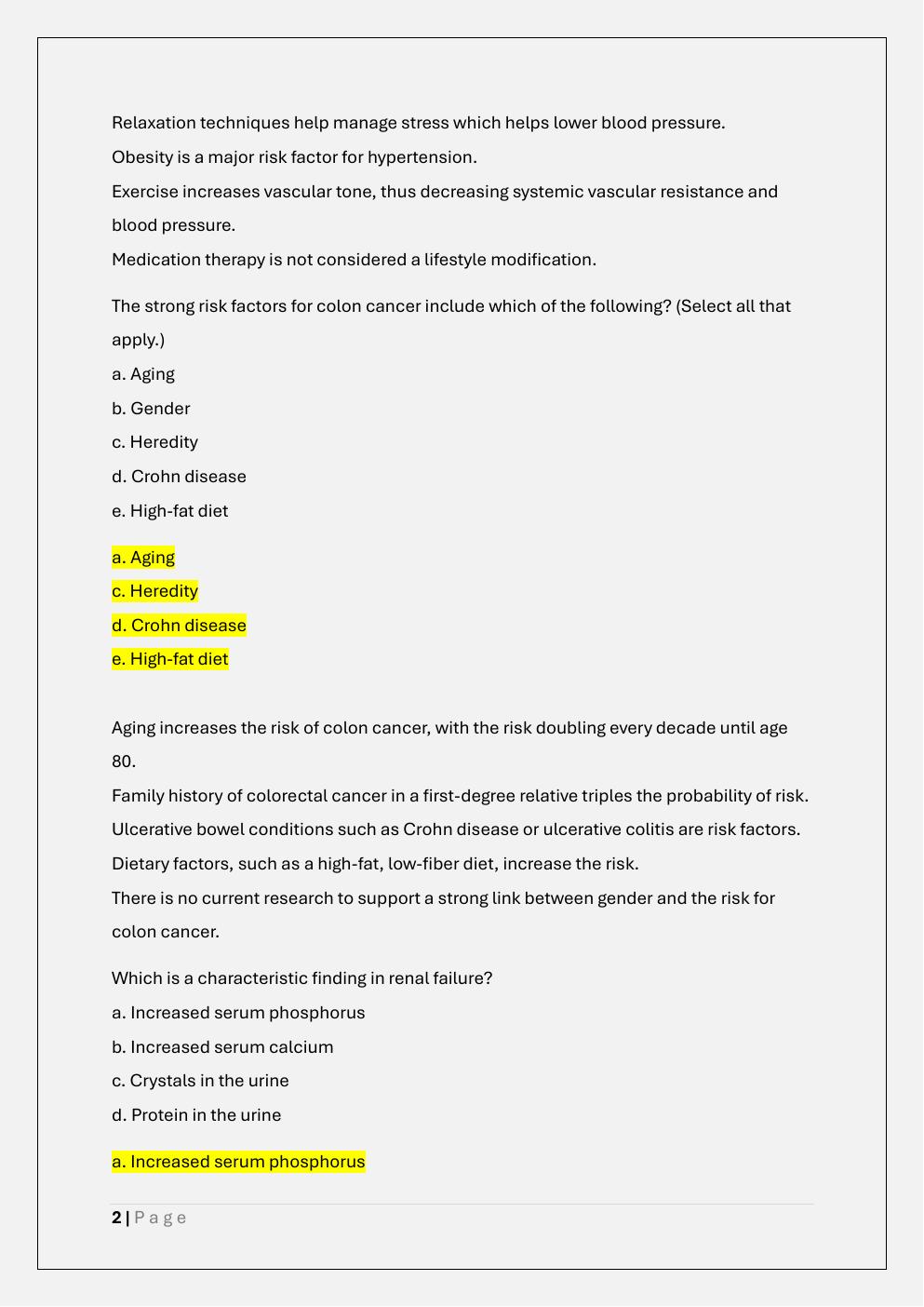 Preview page 2 of WCU PATHOPHYSIOLOGY PATH 370 FINAL  EXAM PREP TEST BANK 1 / PATH 370  PATHOPHYSIOLOGY FINAL EXAM