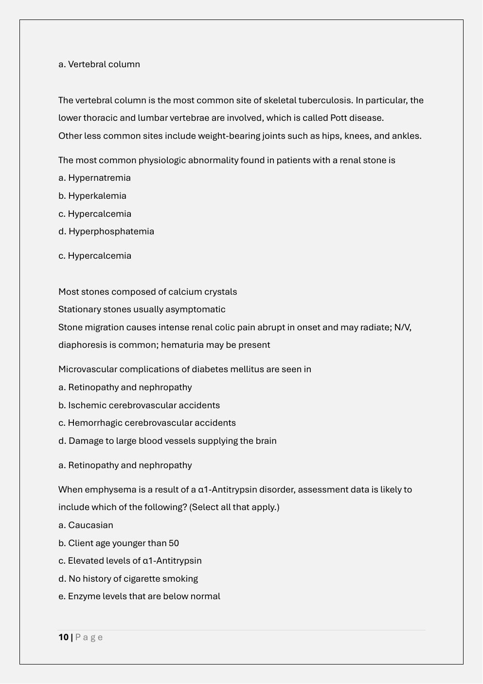 Preview page 10 of WCU PATHOPHYSIOLOGY PATH 370 FINAL  EXAM PREP TEST BANK 1 / PATH 370  PATHOPHYSIOLOGY FINAL EXAM